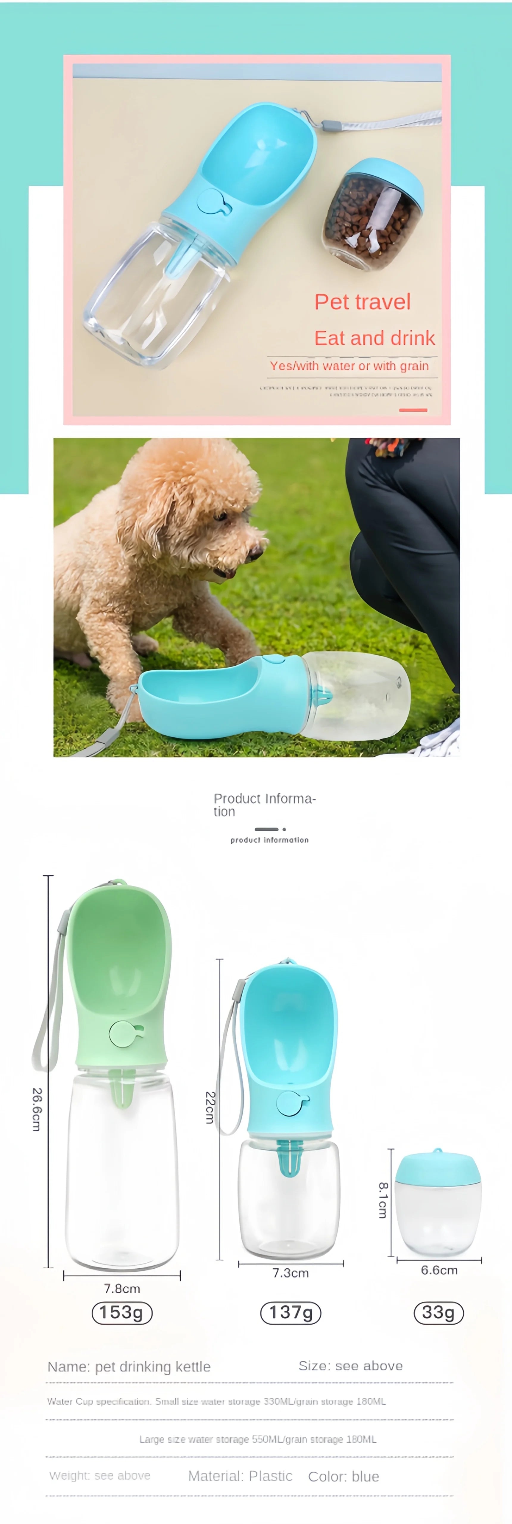 Portable Pet Travel Water Bottle
