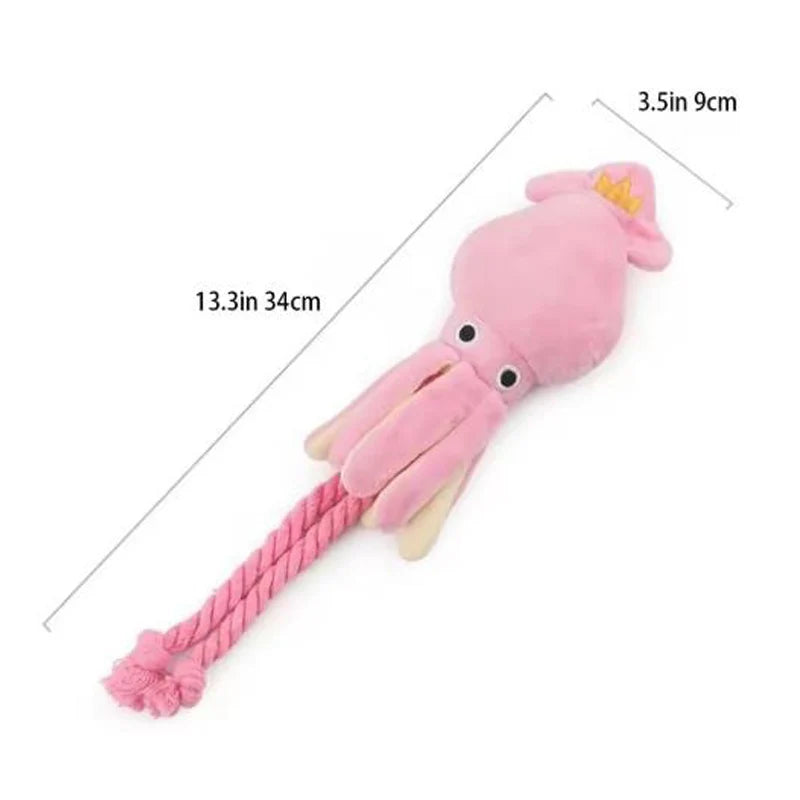 Squeaky Octopus Rope Dog Toy