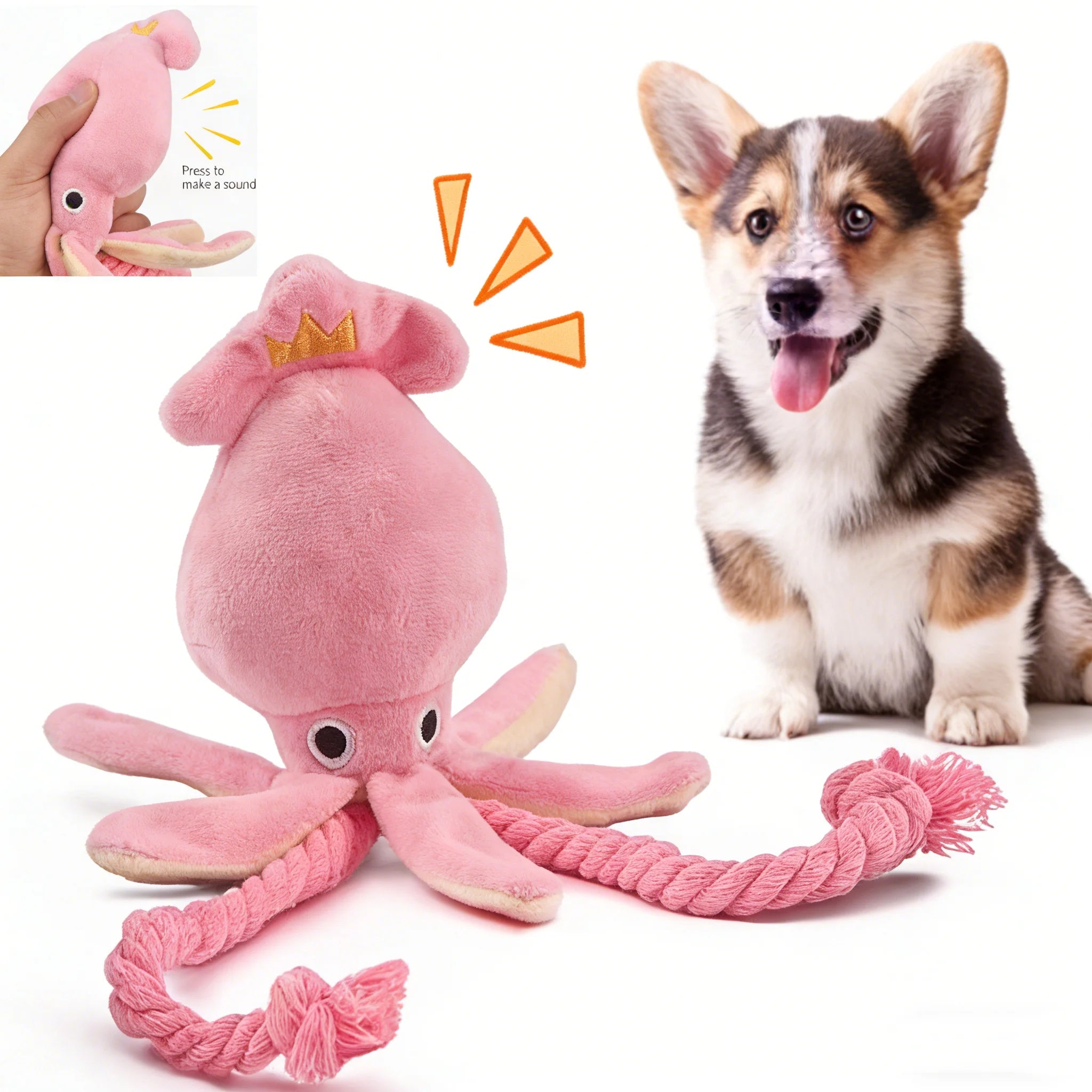 Squeaky Octopus Rope Dog Toy